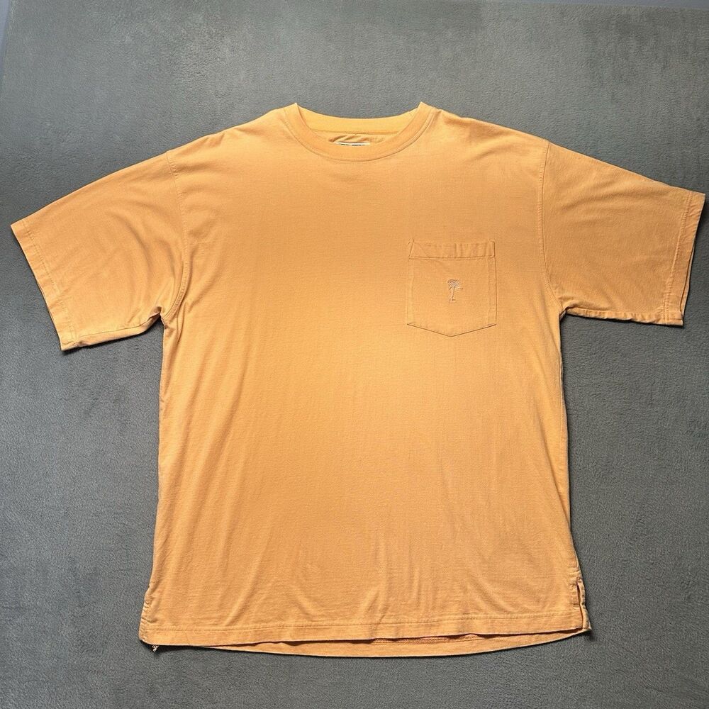 Island Republic Mens L Regular Fit Pocket T Shirt Orange Palm Beach Logo EUC